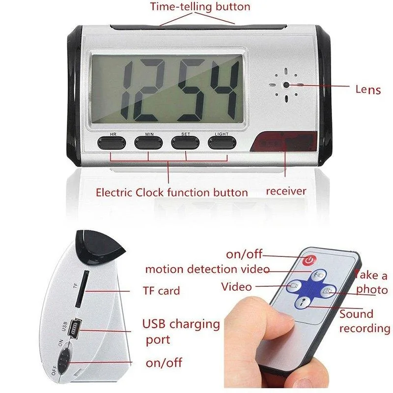 Motion Detection SPY hidden DVR Camera Clock